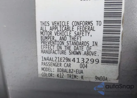 2009 Nissan Altima 2.5 S z USA, uszkodzony, nr VIN 1N4AL21E29N413299